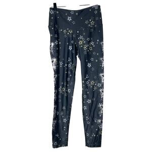 Victoria sport black w silver gold stars athletic legging pants sz small S B161